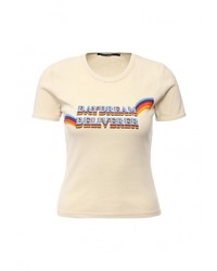 Женская бежевая футболка с круглым вырезом с принтом от Befree