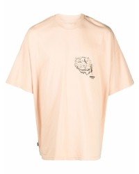 Мужская бежевая футболка с круглым вырезом с принтом от Bonsai