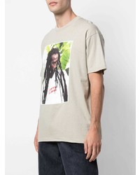 Мужская бежевая футболка с круглым вырезом с принтом от Supreme