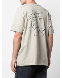 Мужская бежевая футболка с круглым вырезом с принтом от Supreme