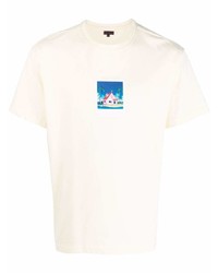 Мужская бежевая футболка с круглым вырезом с принтом от Clot