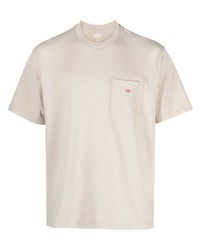 Мужская бежевая футболка с круглым вырезом с принтом от Danton