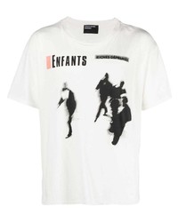 Мужская бежевая футболка с круглым вырезом с принтом от Enfants Riches Deprimes