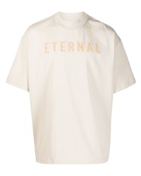 Мужская бежевая футболка с круглым вырезом с принтом от Fear Of God
