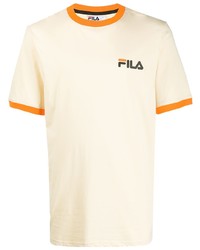 Мужская бежевая футболка с круглым вырезом с принтом от Fila