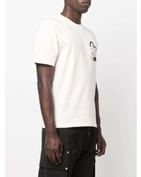 Мужская бежевая футболка с круглым вырезом с принтом от Evisu
