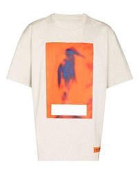 Мужская бежевая футболка с круглым вырезом с принтом от Heron Preston