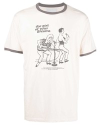 Мужская бежевая футболка с круглым вырезом с принтом от Htc Los Angeles