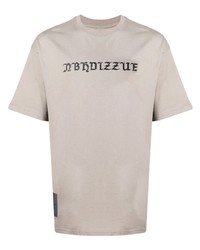 Мужская бежевая футболка с круглым вырезом с принтом от Izzue