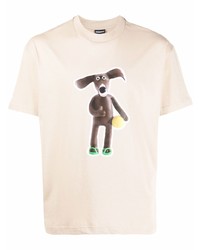 Мужская бежевая футболка с круглым вырезом с принтом от Jacquemus