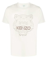 Мужская бежевая футболка с круглым вырезом с принтом от Kenzo