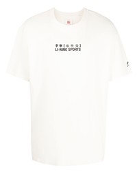 Мужская бежевая футболка с круглым вырезом с принтом от Li-Ning