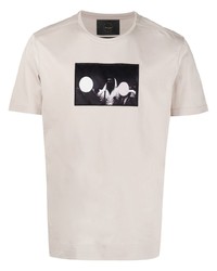Мужская бежевая футболка с круглым вырезом с принтом от Limitato