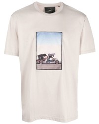 Мужская бежевая футболка с круглым вырезом с принтом от Limitato