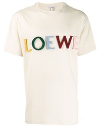 Мужская бежевая футболка с круглым вырезом с принтом от Loewe