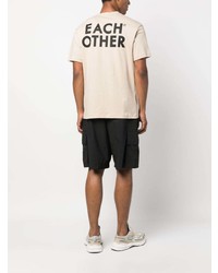 Мужская бежевая футболка с круглым вырезом с принтом от Each X Other