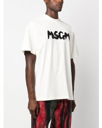 Мужская бежевая футболка с круглым вырезом с принтом от MSGM