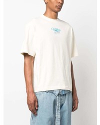 Мужская бежевая футболка с круглым вырезом с принтом от Off-White