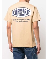 Мужская бежевая футболка с круглым вырезом с принтом от Carhartt WIP