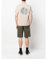 Мужская бежевая футболка с круглым вырезом с принтом от Stone Island