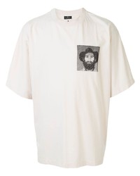 Мужская бежевая футболка с круглым вырезом с принтом от Marcelo Burlon County of Milan