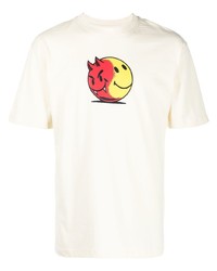 Мужская бежевая футболка с круглым вырезом с принтом от MARKET