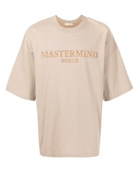 Мужская бежевая футболка с круглым вырезом с принтом от Mastermind World
