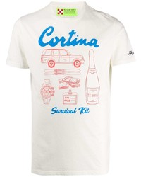 Мужская бежевая футболка с круглым вырезом с принтом от MC2 Saint Barth