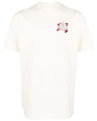 Мужская бежевая футболка с круглым вырезом с принтом от Moncler