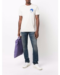 Мужская бежевая футболка с круглым вырезом с принтом от PS Paul Smith