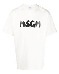 Мужская бежевая футболка с круглым вырезом с принтом от MSGM