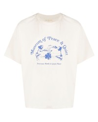 Мужская бежевая футболка с круглым вырезом с принтом от Museum of Peace & Quiet