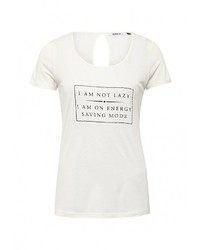 Женская бежевая футболка с круглым вырезом с принтом от Only