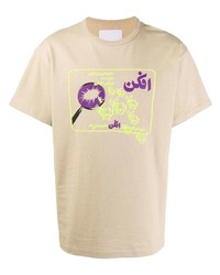 Мужская бежевая футболка с круглым вырезом с принтом от Paria Farzaneh