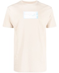 Мужская бежевая футболка с круглым вырезом с принтом от Pleasures