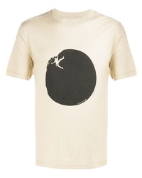 Мужская бежевая футболка с круглым вырезом с принтом от PS Paul Smith