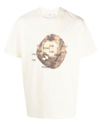 Мужская бежевая футболка с круглым вырезом с принтом от Song For The Mute