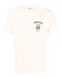 Мужская бежевая футболка с круглым вырезом с принтом от Sporty & Rich