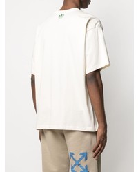 Мужская бежевая футболка с круглым вырезом с принтом от adidas