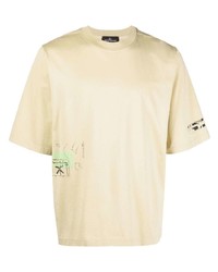 Мужская бежевая футболка с круглым вырезом с принтом от Stone Island Shadow Project