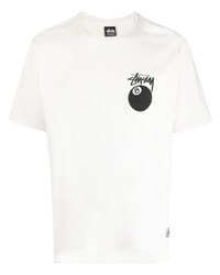 Мужская бежевая футболка с круглым вырезом с принтом от Stussy