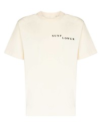 Мужская бежевая футболка с круглым вырезом с принтом от Sunflower