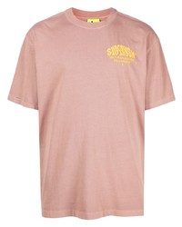Мужская бежевая футболка с круглым вырезом с принтом от Supervsn