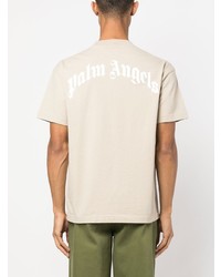 Мужская бежевая футболка с круглым вырезом с принтом от Palm Angels