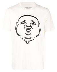 Мужская бежевая футболка с круглым вырезом с принтом от True Religion