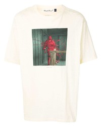 Мужская бежевая футболка с круглым вырезом с принтом от Undercover