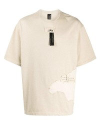 Мужская бежевая футболка с круглым вырезом с принтом от VAL KRISTOPHE