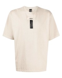 Мужская бежевая футболка с круглым вырезом с принтом от VAL KRISTOPHE