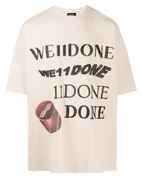 Мужская бежевая футболка с круглым вырезом с принтом от We11done