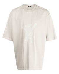 Мужская бежевая футболка с круглым вырезом с принтом от We11done